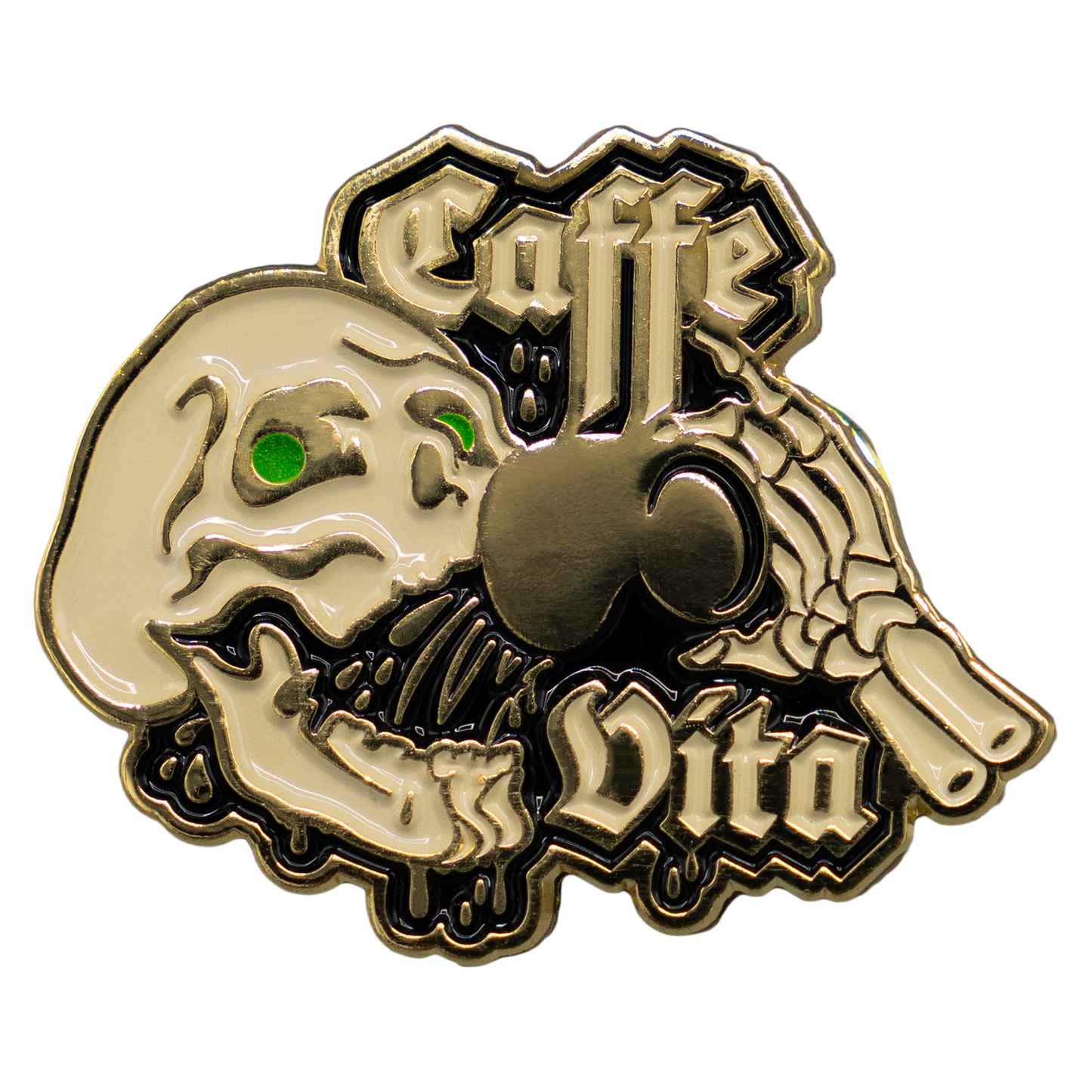 Front, Skull enamel pin. No background.