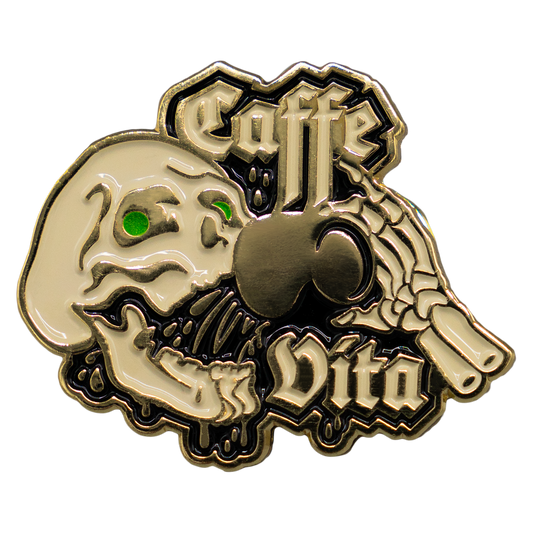 Front, Skull enamel pin. No background.